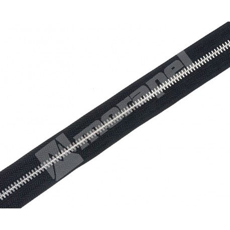 TAŚMA SUWAKOWA METAL 5 NIESZLIFOWANA DWUSTRONNA YKK 580 CZARNY + NIKIEL